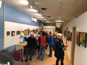Reception at Greenfield Community TV gallery, 2023